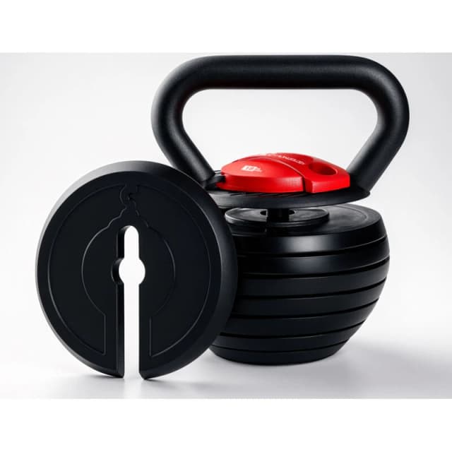 STRONGOLOGY Strongology 7-in-1 Adjustable Smart Kettlebell upto 18kg Black with Red Dial Home Fitness Gym Equipment Kettlebell 18Kg Black Red