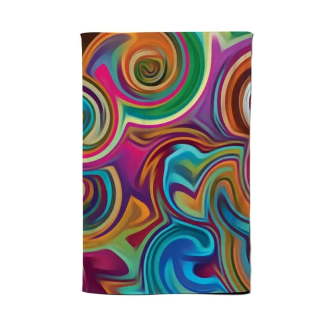 Warren Reed - Designer Colourful Wave Pattern Tea Towel in Red Red Unisex