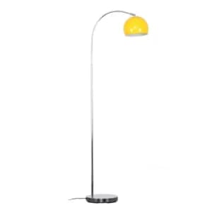 Curva Floor Lamp in Chrome with Yellow Shade