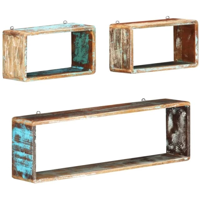 VIDAXL 3 Piece Wall Cube Shelf Set Soild Reclaimed Wood Vidaxl 8719883791937