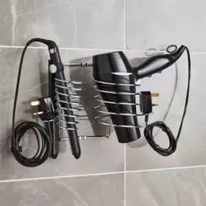 House Of Home Hairdryer Holder Includes Straightener Holder And Cable Tidy - Polished Chrome