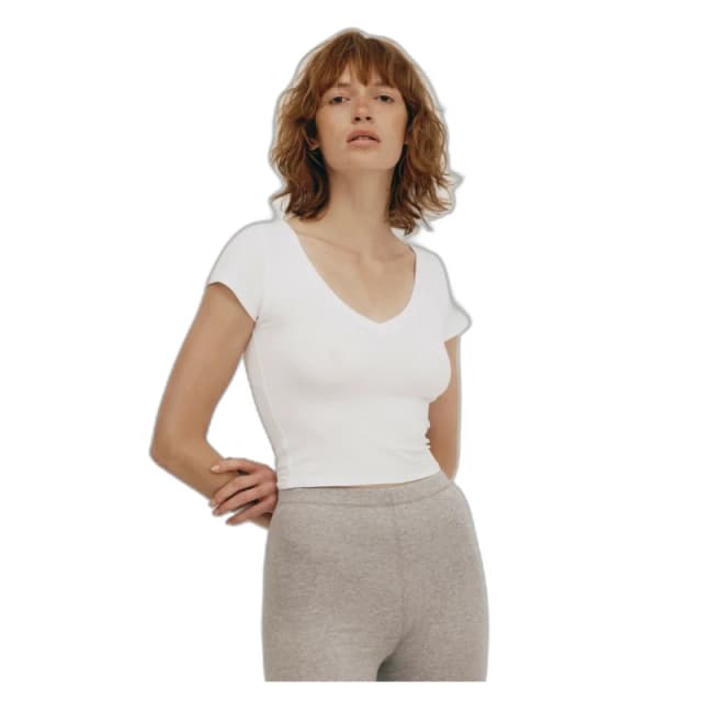 Organic Basics Womens v-neck T-Shirt Organic Basics Core Baby Blanc Female L