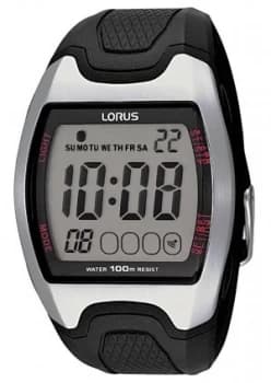 Lorus Mens Black Resin Strap Watch