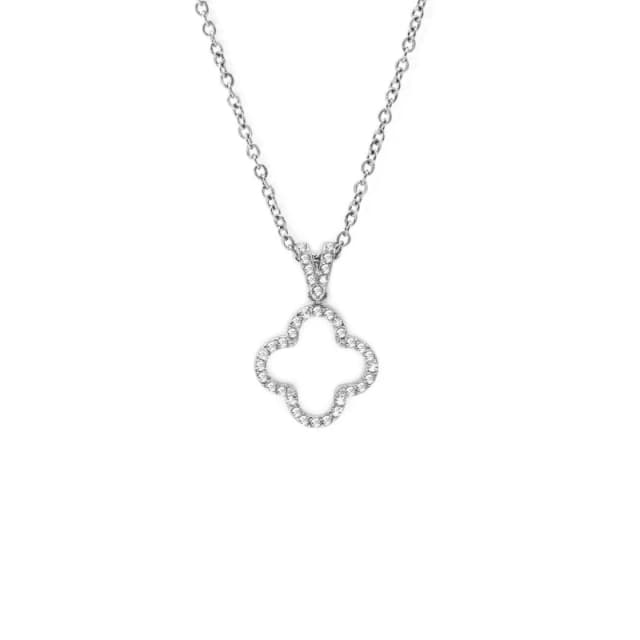 Say It With Open Clover CZ Necklace - Silver Silver Unisex One Size