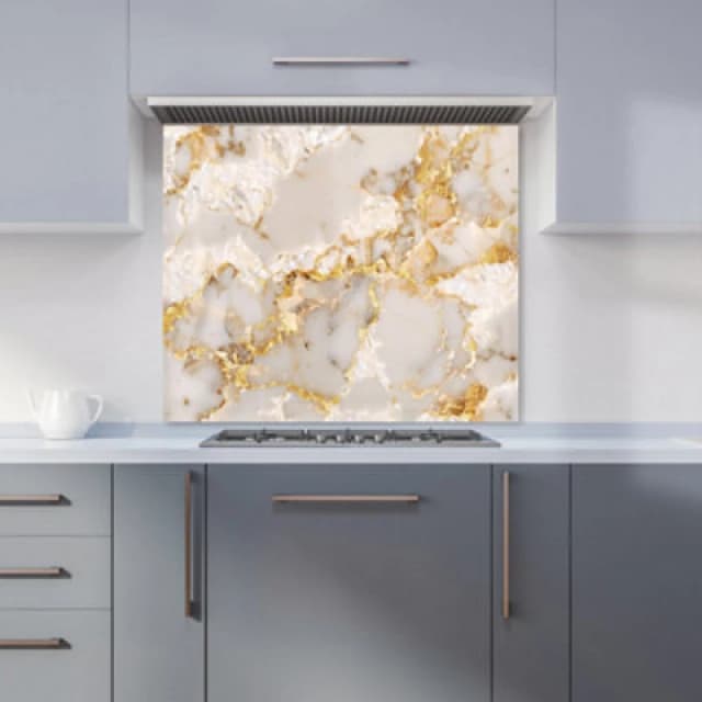 Warren Reed Designer Gold And White Quartz Effect Kitchen Splashback