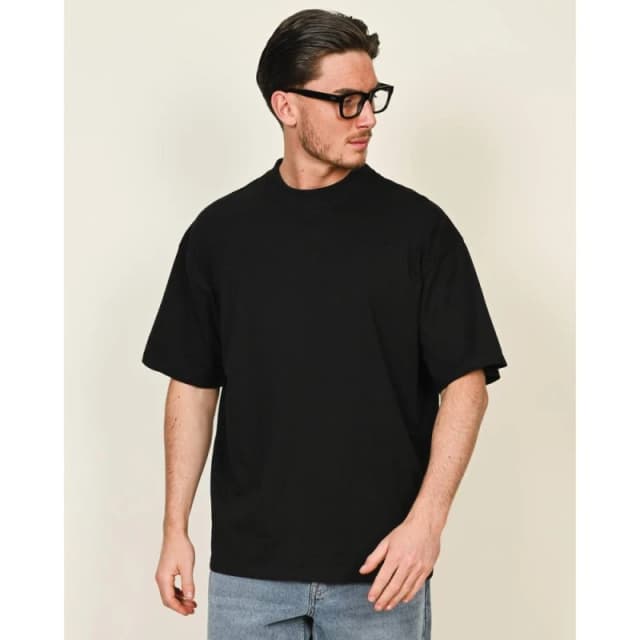 Casual Classics Mens Combed Ringspun Cotton Extended Neckline Oversized T-Shirt in True Black Size: XS True Black Male XS