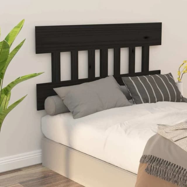 Vidaxl Bed Headboard Black 163.5X3X81cm Solid Wood Pine, Black 819134