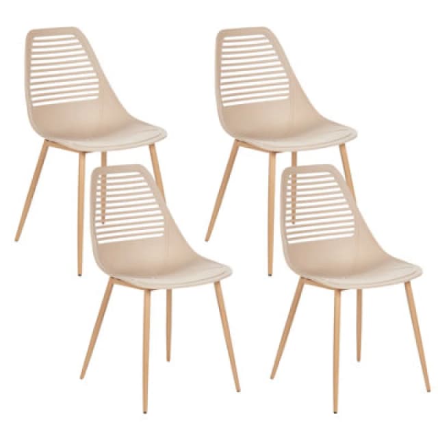 Beliani Set Of 4 Dining Chairs Montello Beige