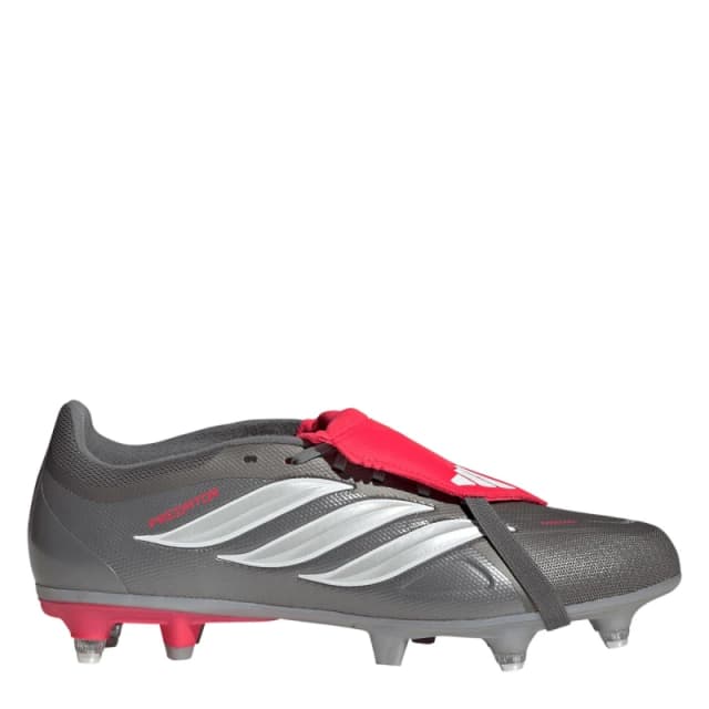 adidas Predator Fold-Over Tongue League Soft Ground Football Boots Mens Grey/Red male 7 (40.7)