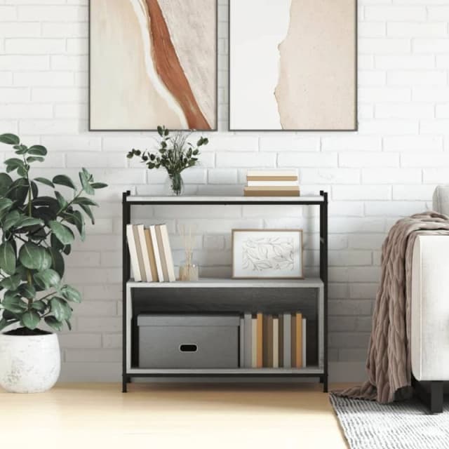 VIDAXL Vidaxl - Bookshelf Grey Sonoma 80x30x78.5cm Engineered Wood and Iron 8720845940959