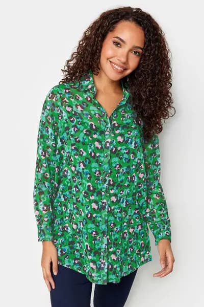 M&Co Animal Print Longline Shirt Green