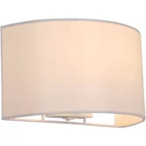 Harperliving - harper living 1xE27/ES Wall Wash Light with Switch, Semi-Circle Ivory Fabric Shade, Suitable for LED Upgrade - Ivory