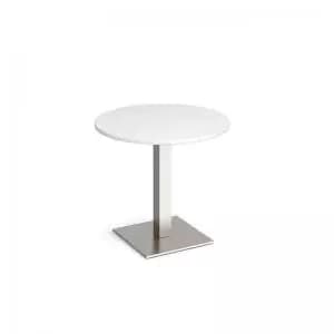 Brescia circular dining table with flat square brushed steel base