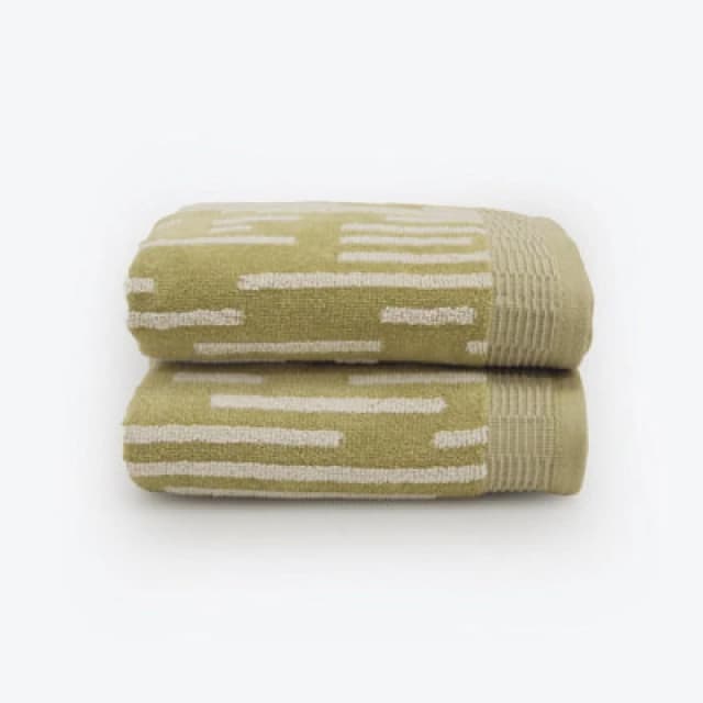 Allure Bath Fashions Pop Up Zero Twist Barcode Stripe Pair Of Hand Towels - Sage Green