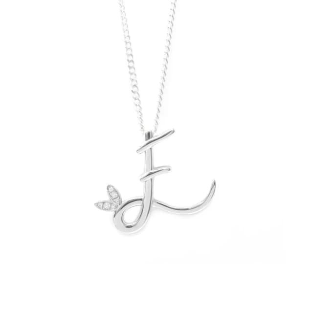 Say It With Winged Diamond Initial Necklace - Sterling Silver - E/18" Size: 18" Silver Unisex 18"