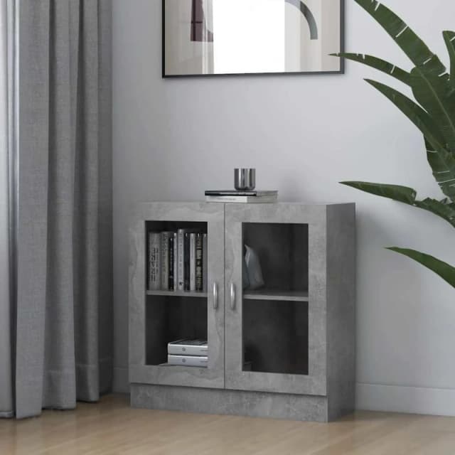 VIDAXL Vitrine Cabinet Concrete Grey 82.5x30.5x80cm Engineered Wood Vidaxl 8720286134276