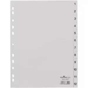 Durable 6512 Index A4 1-12 Plastic Grey 12 dividers embossed tabs 651210