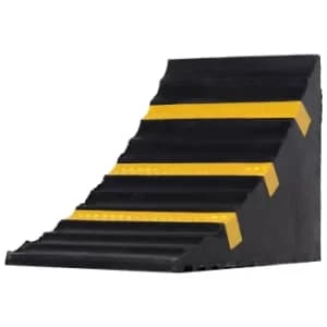 HOMCOM Rubber Set-of-2 Heavy Duty Wheel Chocks Black/Yellow