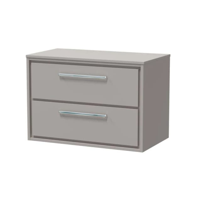 Balterley 800mm Wall Hung 2-Drawer Vanity with Worktop - Pebble Grey Grey Unisex