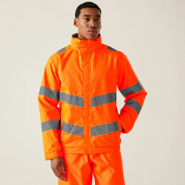Regatta Regatta Men Hi-Vis Pro Contract Dover Jacket in Burnt Orange Size: Small Burnt Orange S Male 5063019901039