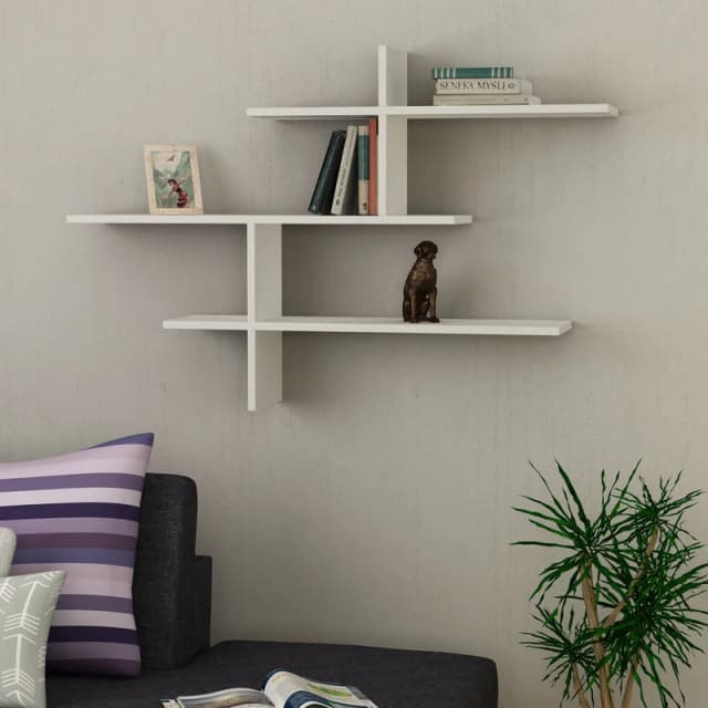 DECORTIE Leo Modern Floating Shelf 80.5cm Tall - White - White - Decortie M.KT.01.11262.2