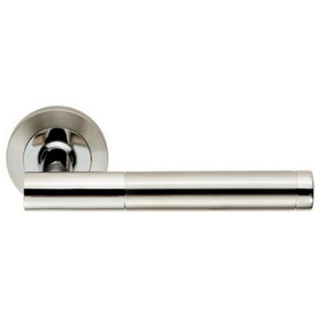 Loops PAIR Round Bar Handle on Round Rose Concealed Fix Polished & Satin Steel Metallics