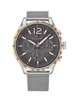 Tommy Hilfiger TOMMY HILFIGER GREY MULTI EYE DIAL, MESH STAINLESS STEEL BRACELET MENS WATCH, One Colour, Men