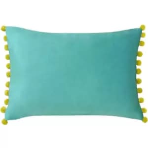 Fiesta Velvet Cushion Teal/Bamboo