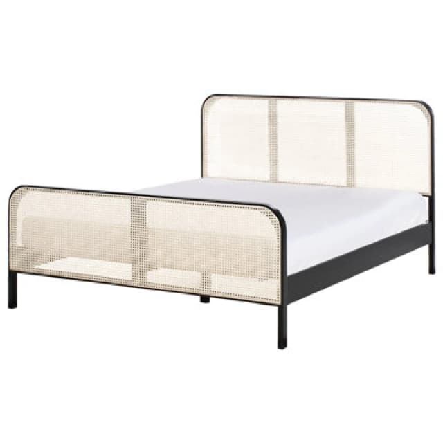 Beliani Bed Pine Wood Gonfaron 160 X 200 Cm (Eu King Size) Black