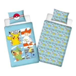 Pokemon Jump Duvet Cover Set (Single) (Blue/Yellow/White) - Blue/Yellow/White