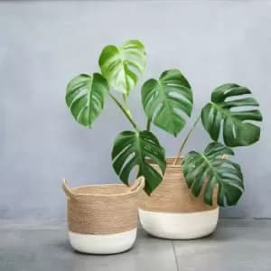 Ivyline Geilo Jute White Lined Basket - H20Cm D23Cm