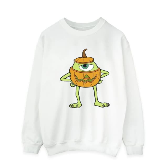 Disney Men Mike Pumpkin Halloween Sweatshirt in White Size: Small White S Male 5063376630559