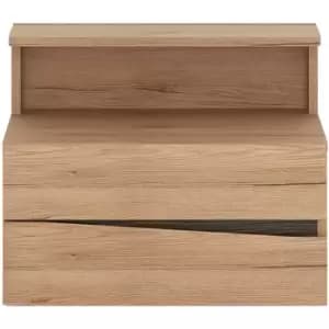 Kensington 2 Drawer Bedside Cabinet lh Drawer (wall fixing) in Oak - Oak with dark Trim Melamine