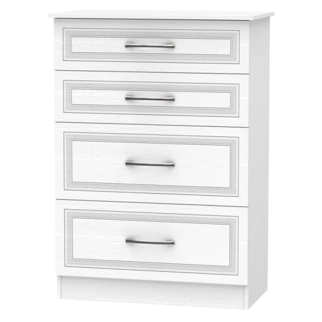 Stafford 4 Drawer Deep Chest In Signature White (Ready Assembled)
