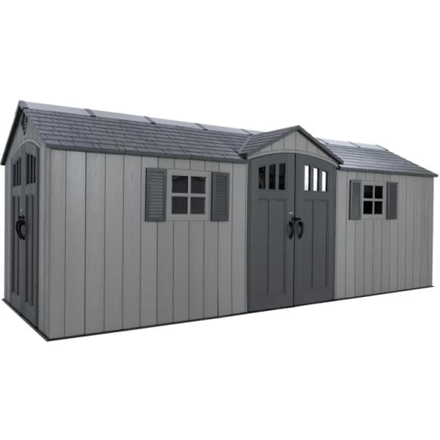 Lifetime Products 20' x 8' Dual Entry Outdoor Storage Shed, Grey 60456