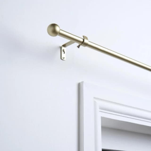 OHS OHS Curtain Pole Extendable Metal Finnials Ball End Rings Rod Fittings in Natural Size: 120cm Natural 120cm Unisex 5027434214891