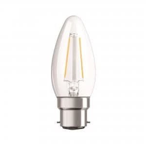 Osram 2.8W Parathom Clear LED Candle Bulb BC/B22 Very Warm White - 287686-287686