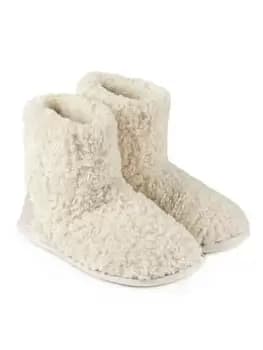 TOTES Curly Fur Memory Foam Bootie - Cream, Size 4, Women