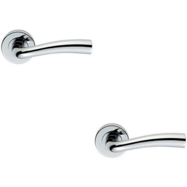 Loops 2x PAIR Curved Flowing Flared Handle Concealed Fix Round Rose Polished Chrome Multi