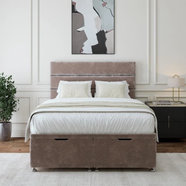 Bedmaster Bedmaster Chenille Ottoman Divan Base And Lined Headboard in Silver Size: Double Silver Double Unisex 7867868624174