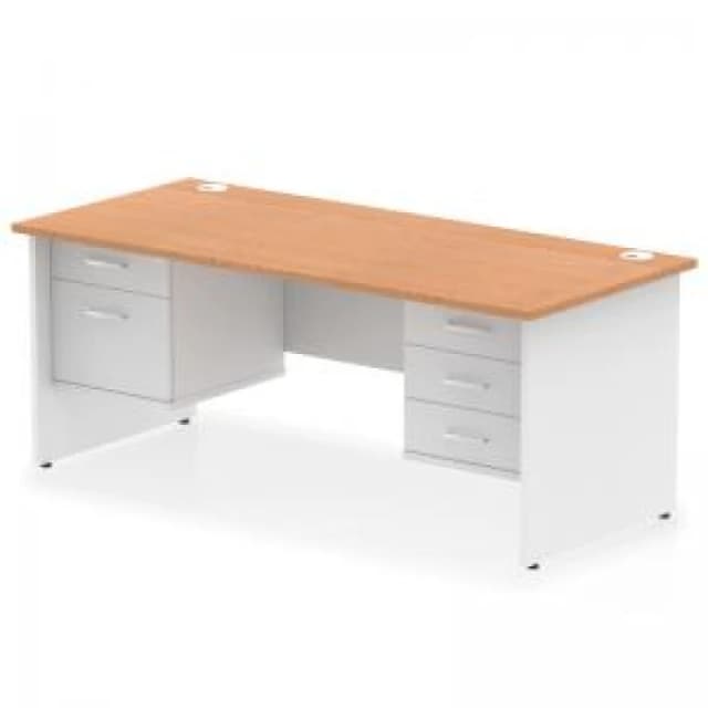 Impulse Impulse 1800 x 800mm Straight Office Desk Oak Top White Panel End Leg with 1 x 2 Drawer and 1 x 3 Drawer Fixed Pedestal MIRDP18FP2FP3OAKWHT