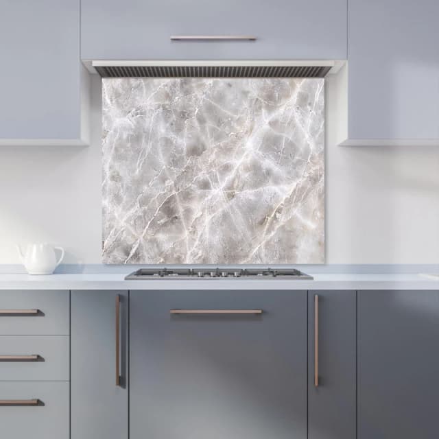 Warren Reed - Designer Polished Grey Marble Effect Kitchen Splashback Size: 600mm x 750mm Grey Unisex 600mm x 750mm