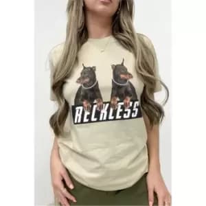 I Saw It First Reckless Doberman Oversized Graphic T-Shirt - Brown