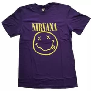 Nirvana - Yellow Smiley Unisex XXX-Large T-Shirt - Purple