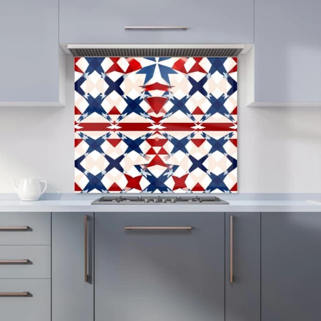 Warren Reed - Designer American Flag Abstract Pattern Kitchen Splashback in Blue Size: 600mm x 750mm Blue Unisex 600mm x 750mm