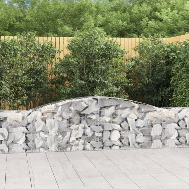 vidaXL Arched Gabion Baskets 7 pcs 400x30x60/80cm Galvanised Iron, Silver 3146845