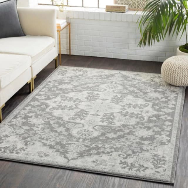 Livabliss Vintage Oriental Boho Black Lou Area Rug 200 X 275cm - Easy Care, Non Shedding, Ideal For Living Room & Bedroom