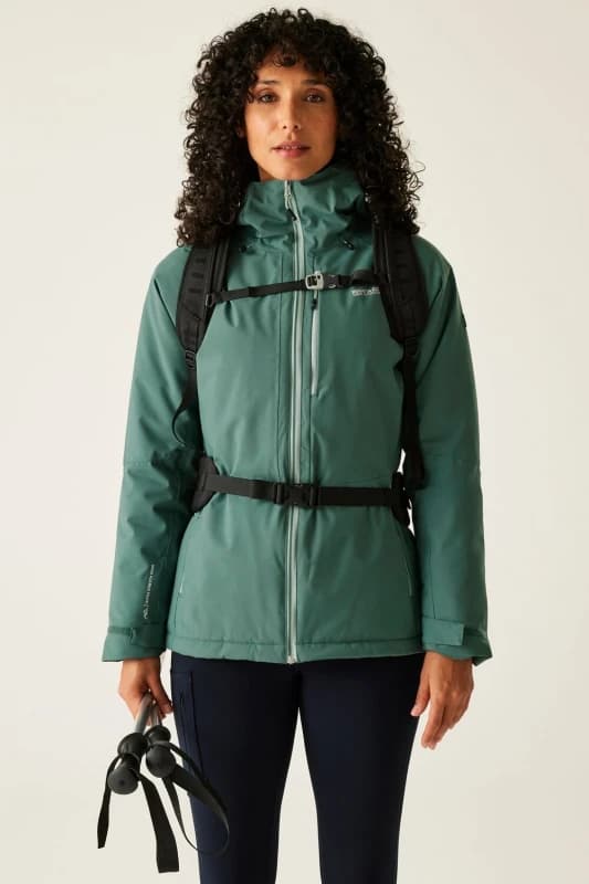 Regatta Womens Highton Stretch Hooded Breathable Waterproof Insulated Jacket in Green Size: 8 Green Female 8
