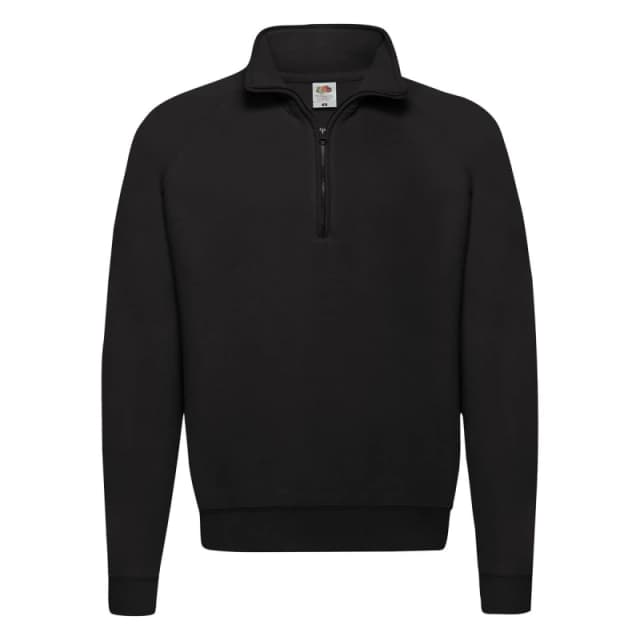Fruit Of The Loom Fruit of the Loom Men Classic 80 20 Zip Neck Sweatshirt in Black Size: Small Black S Male 5063470594405