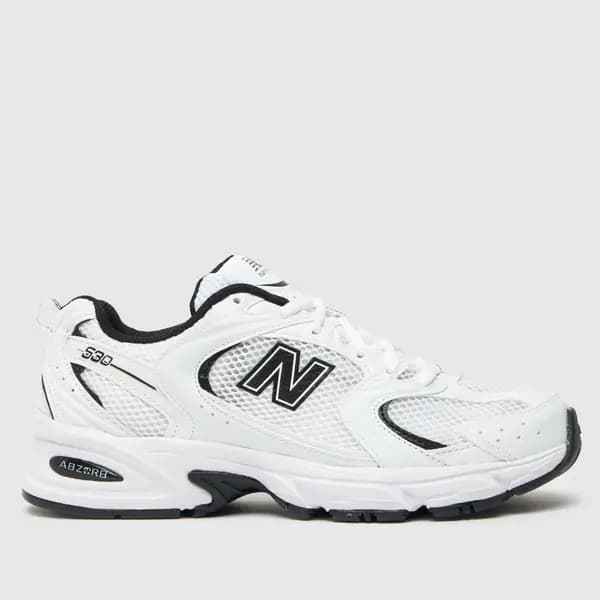 New Balance Mens 530 Trainers in White & Black, Mesh, Size: 9 White/Black UK 9